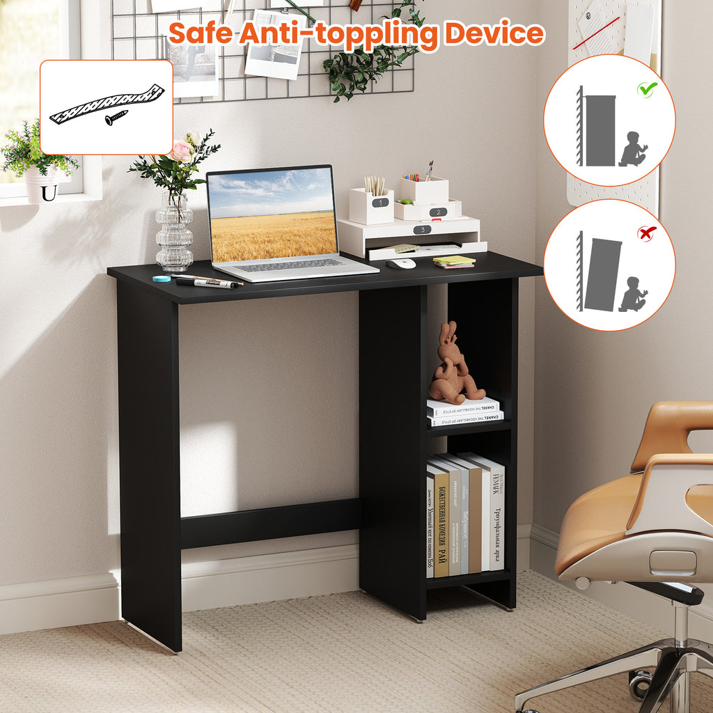 Small Computer Desk with Adjustable Shelf - Black