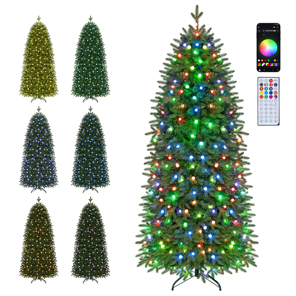 Smart Pencil Christmas Tree with 220 Pre-Lit RGB LED Lights - M Variation