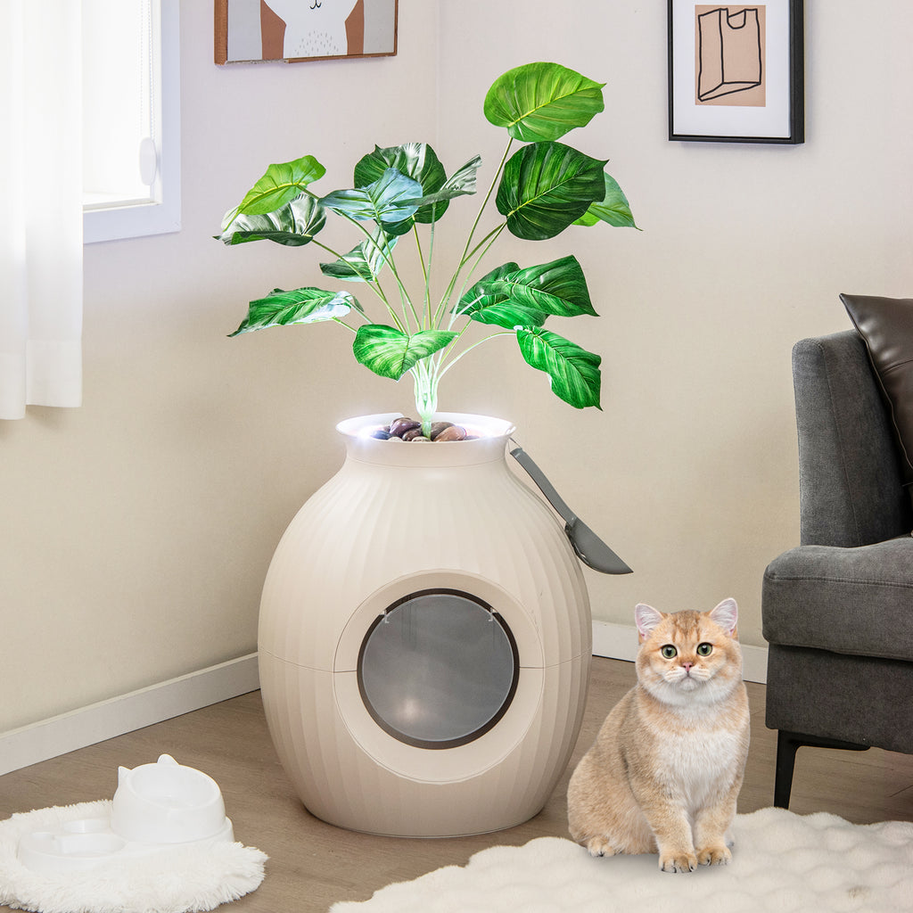 Smart Cat Litter Box with Electronic Odor Removal & Sterilization - Beige
