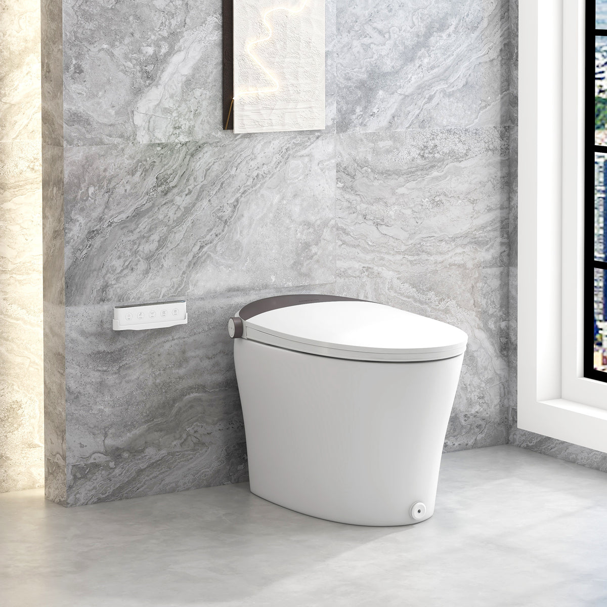 Smart Bidet Toilet Seat, Elongated One-Piece, Heated - White