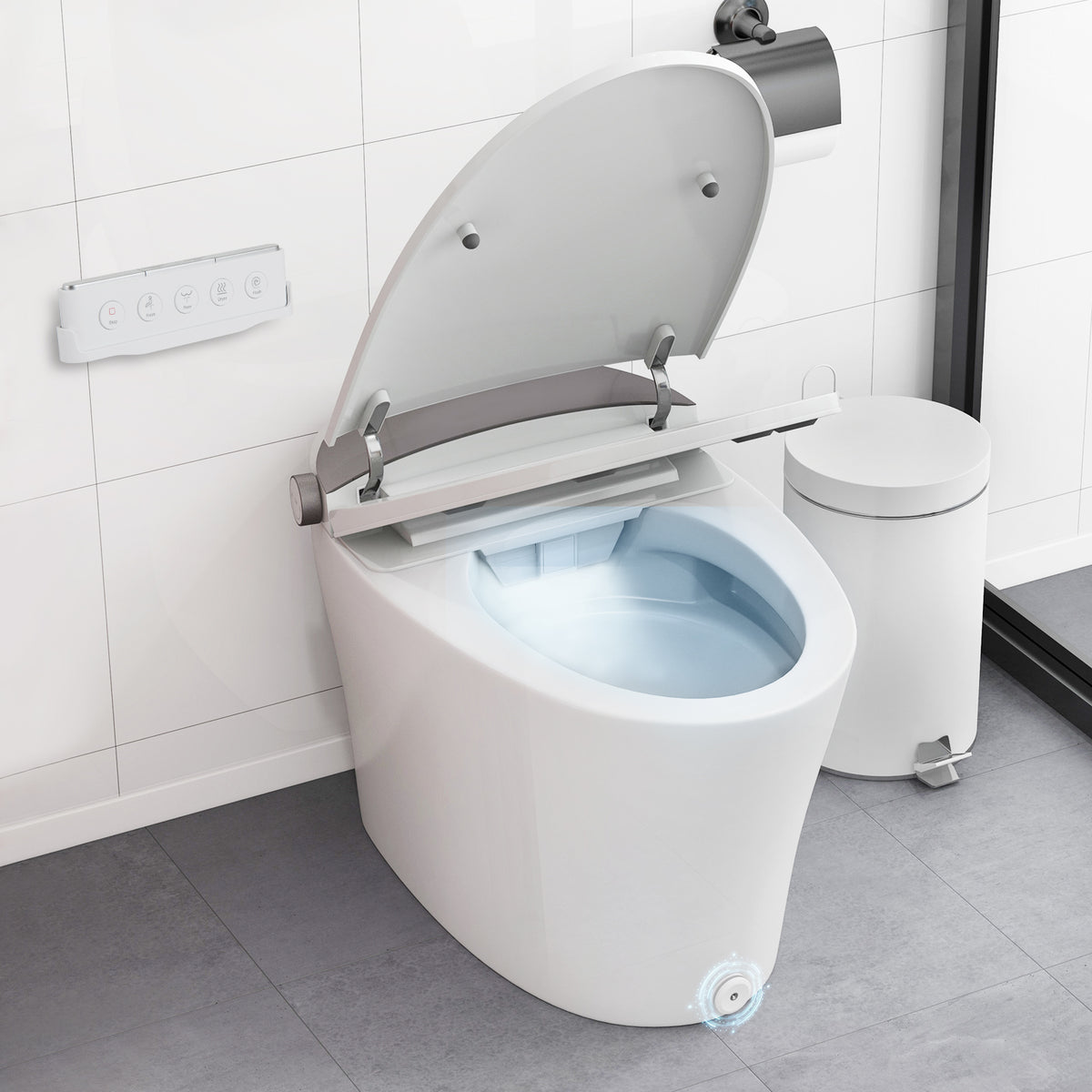 Smart Bidet Toilet Seat, Elongated One-Piece, Heated - White