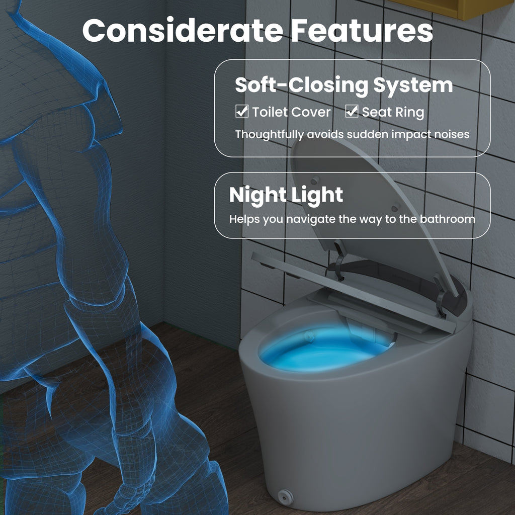 Smart Bidet Toilet Seat, Elongated One-Piece, Heated - White