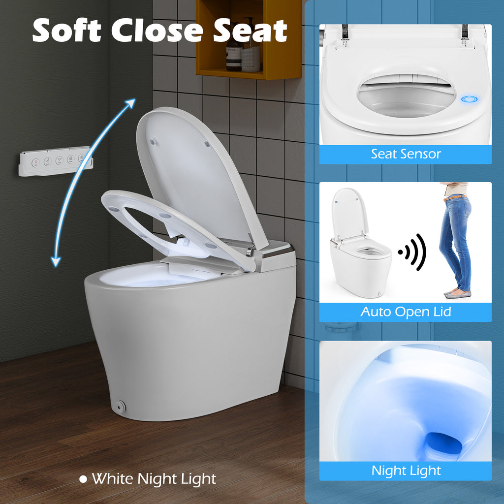 Elongated Smart Bidet Toilet Heated Seat – WarmSmart Series, White