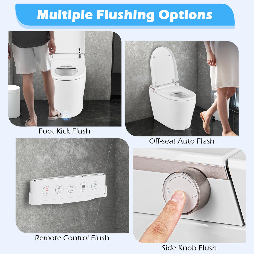 Elongated Smart Bidet Toilet Heated Seat – WarmSmart Series, White