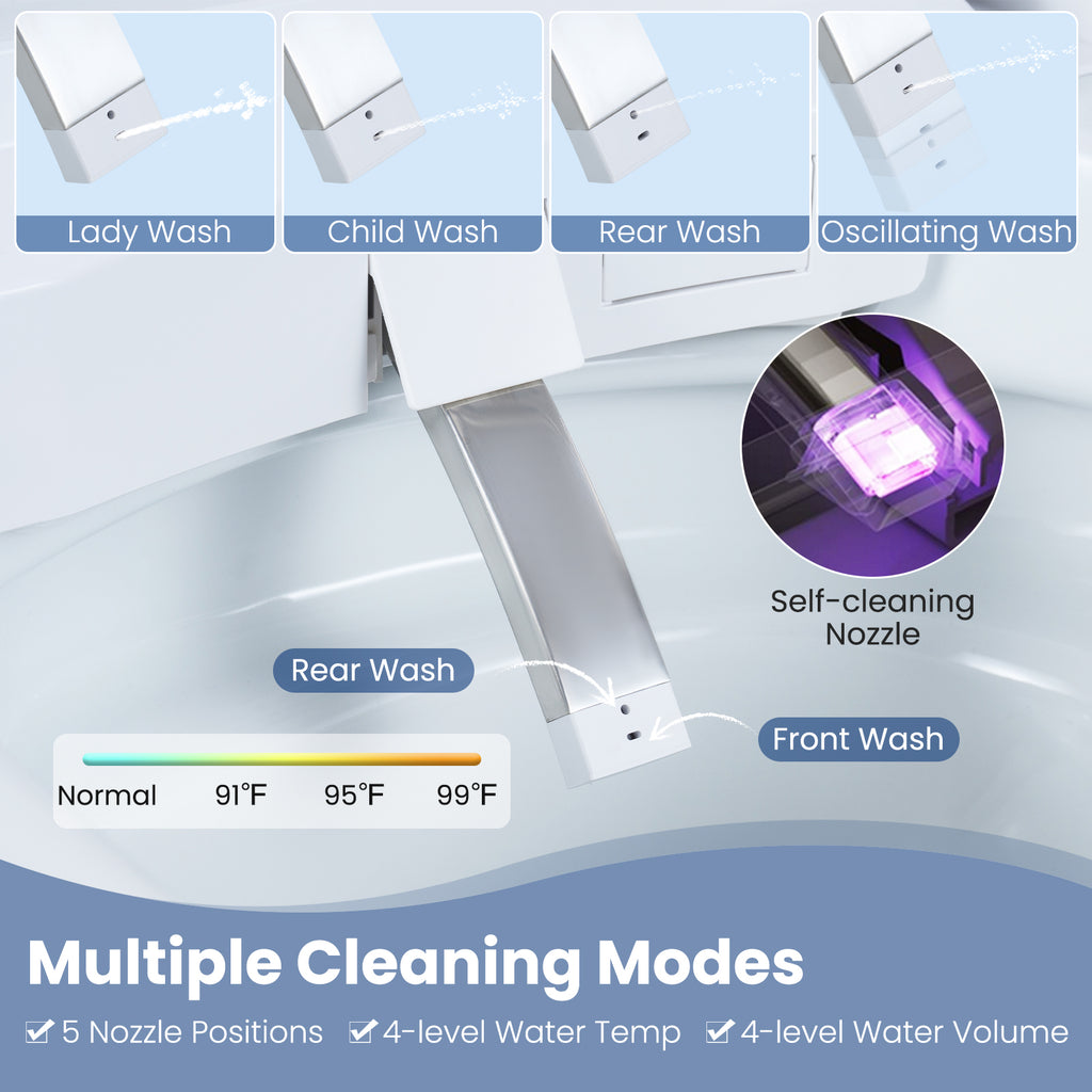 Smart Toilet with Built-in Bidet ADA Height Auto Flush and Heated
