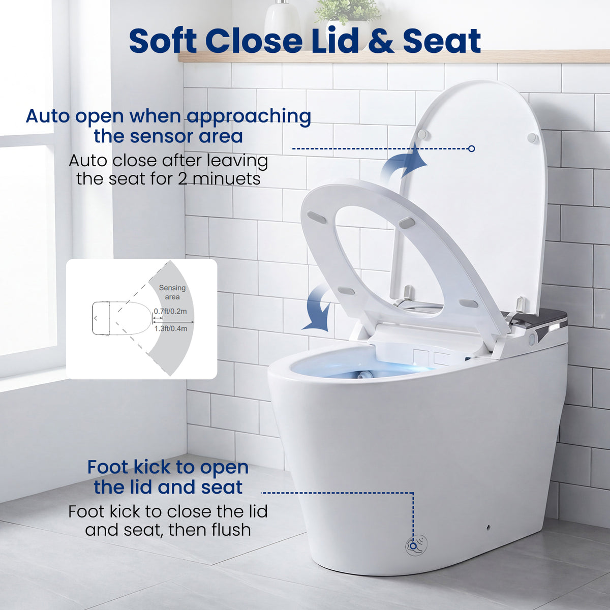 Smart Toilet with Built-in Bidet ADA Height Auto Flush and Heated