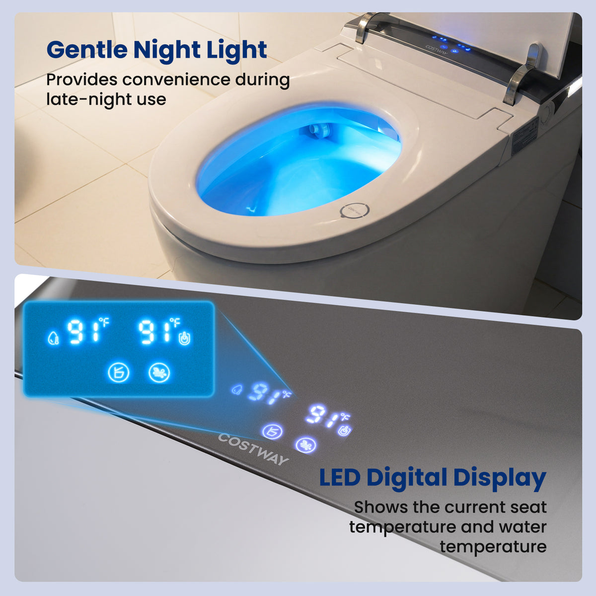 Smart Toilet with Built-in Bidet ADA Height Auto Flush and Heated