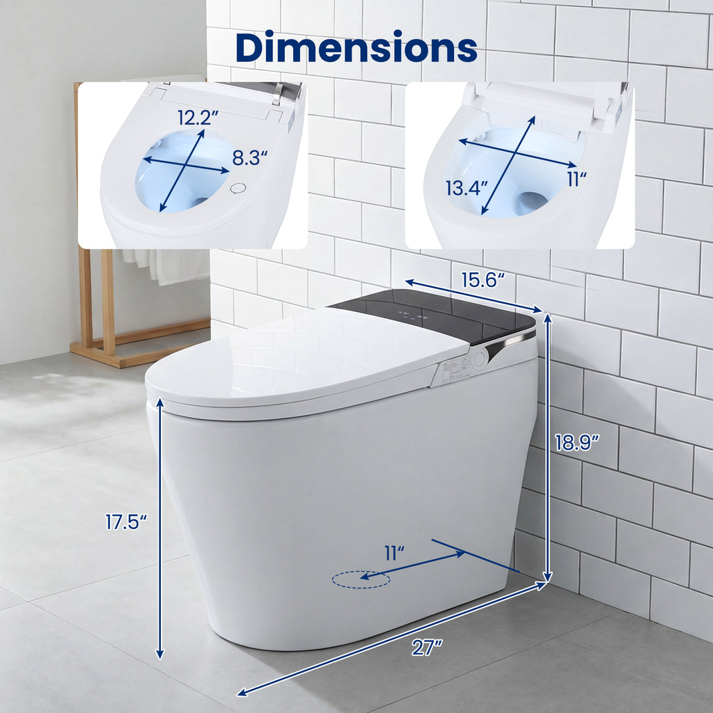 Smart Toilet with Built-in Bidet ADA Height Auto Flush and Heated