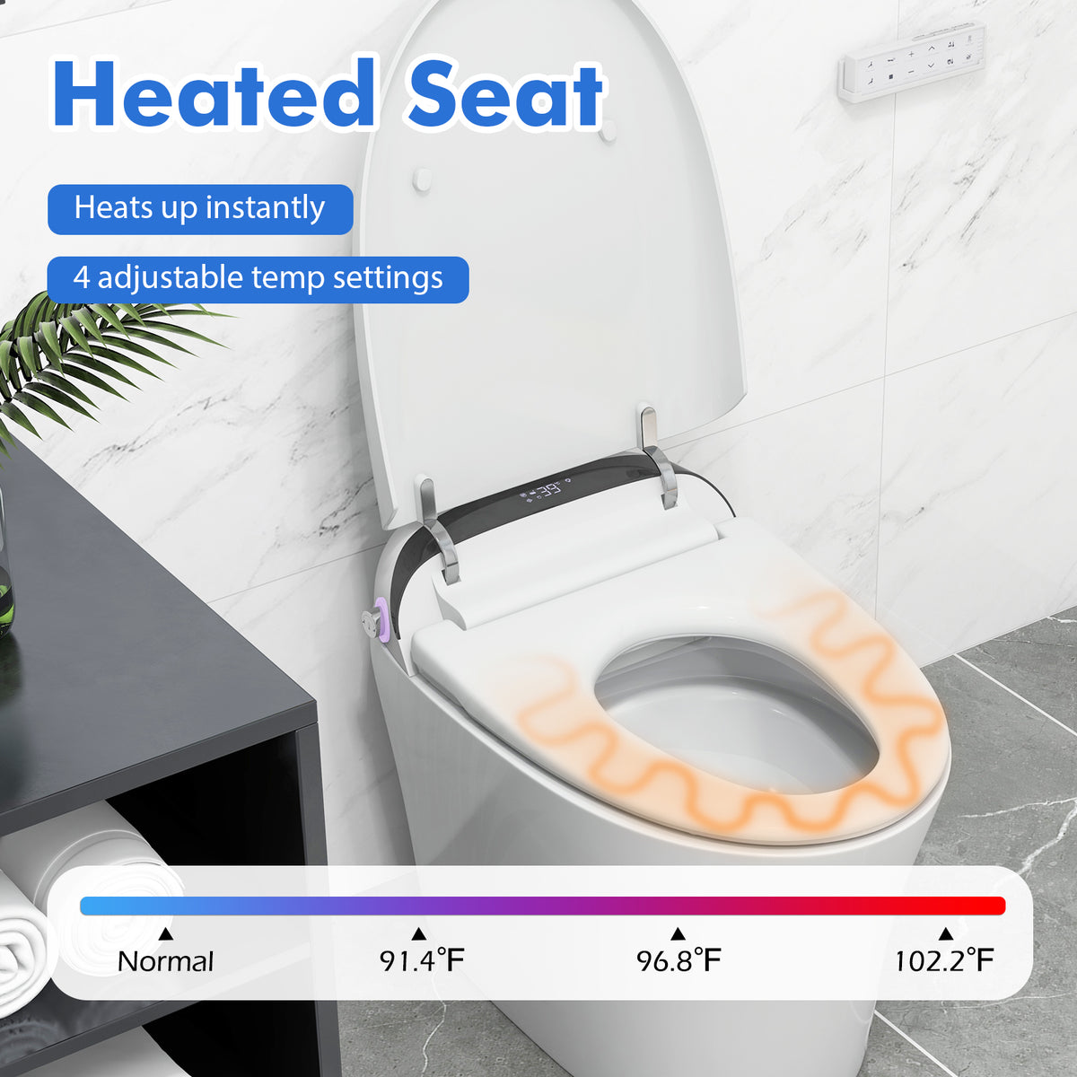 One-Piece Elongated Smart Toilet Bidet 1.28 GPF, Dual-flush