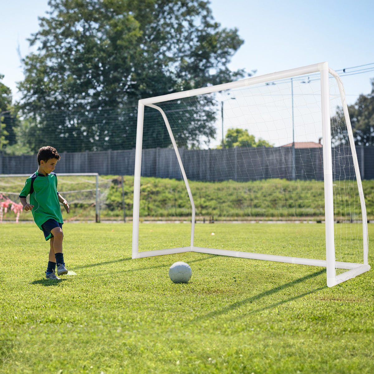 8' x 6' Weather-Resistant Soccer Goal with Ground Stakes & 5 Training Cones - Easy Setup