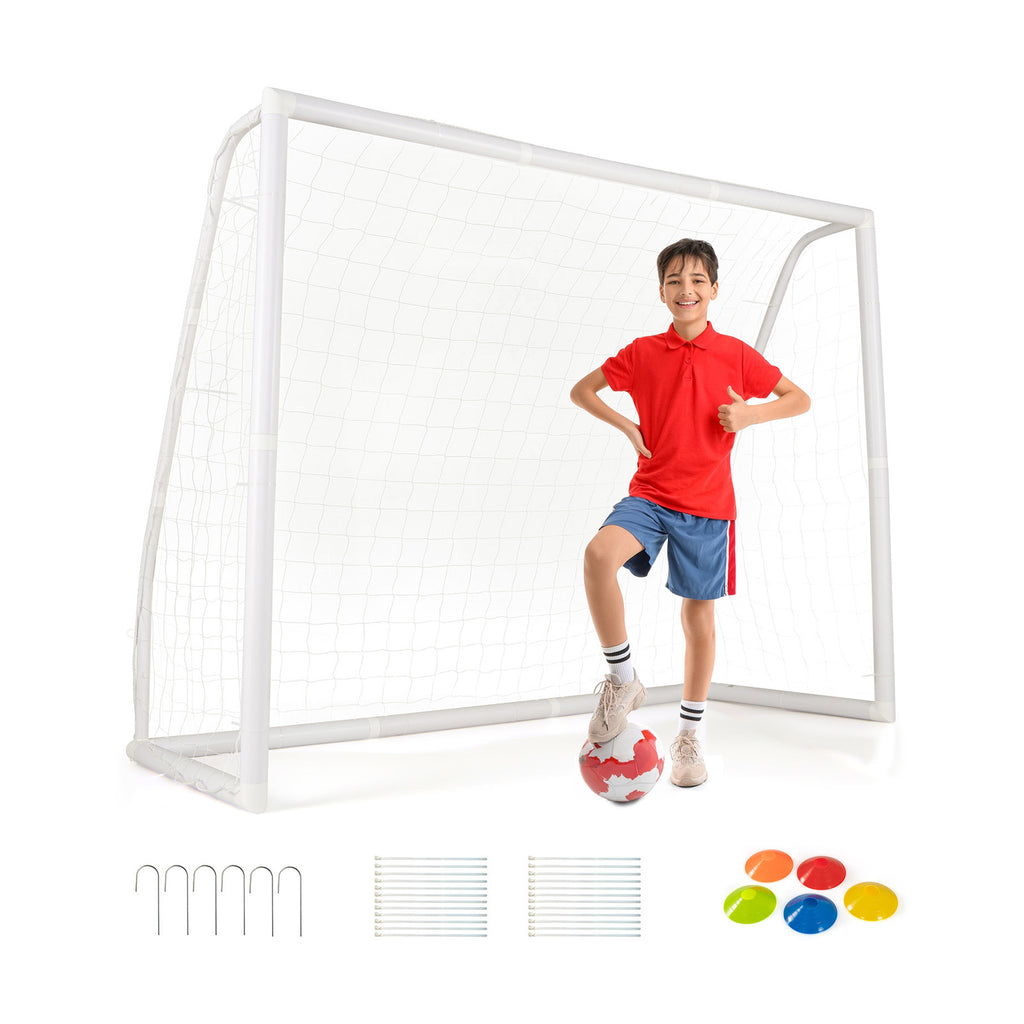 8' x 6' Weather-Resistant Soccer Goal with Ground Stakes & 5 Training Cones - Easy Setup