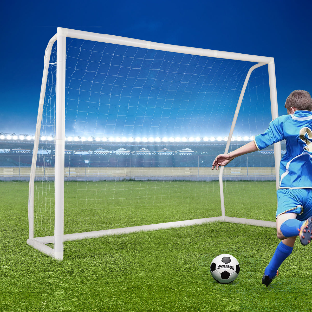 8' x 6' Weather-Resistant Soccer Goal with Ground Stakes & 5 Training Cones - Easy Setup