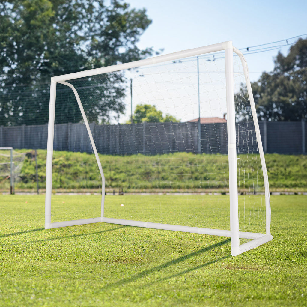 8' x 6' Weather-Resistant Soccer Goal with Ground Stakes & 5 Training Cones - Easy Setup