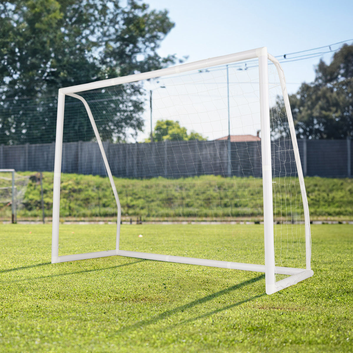 8' x 6' Weather-Resistant Soccer Goal with Ground Stakes & 5 Training Cones - Easy Setup