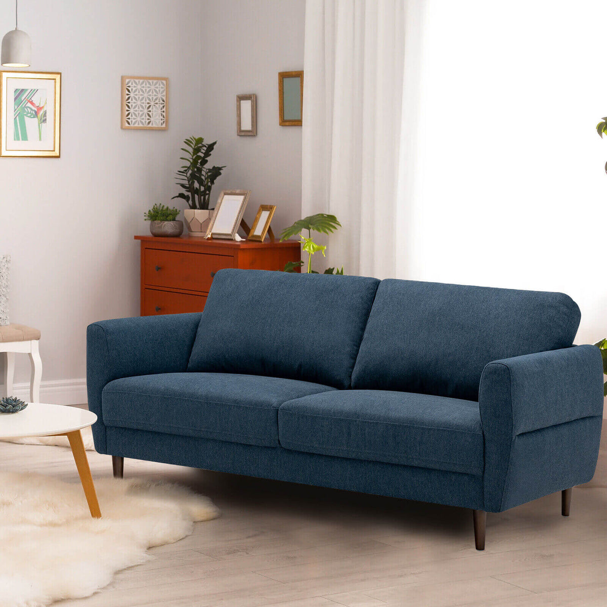 72 Inch Fabric Loveseat Sofa with Solid Wood Frame - Navy