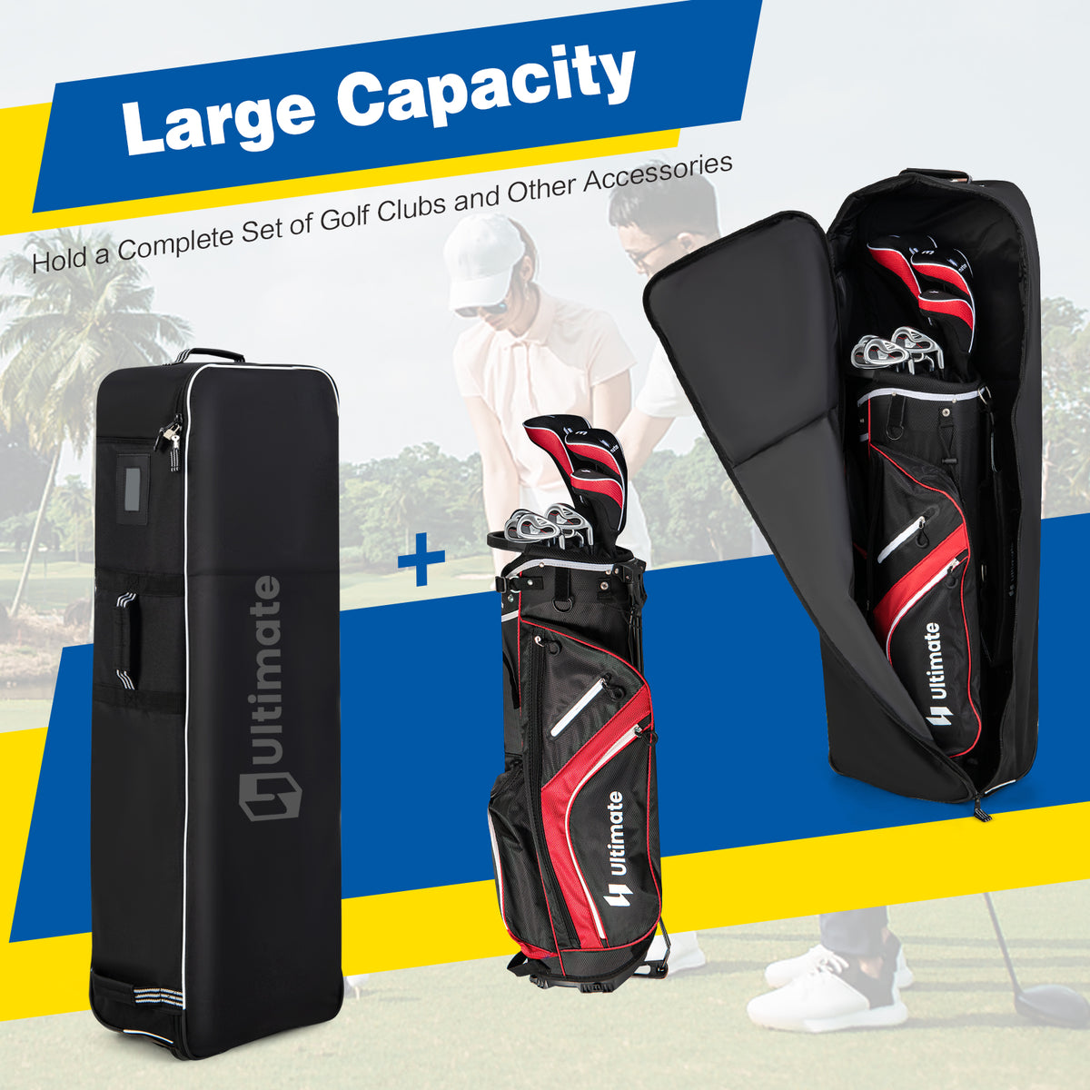 Golf Travel Bag with Wheels Soft-Sided Waterproof Carrying Case