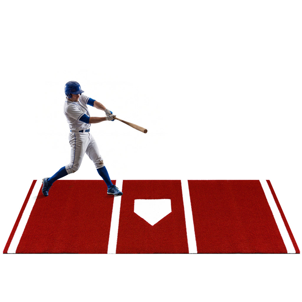 Red Softball Pitching Mat 10x3 Feet - Training Aid with Pitching Plate & Non-Slip Backing