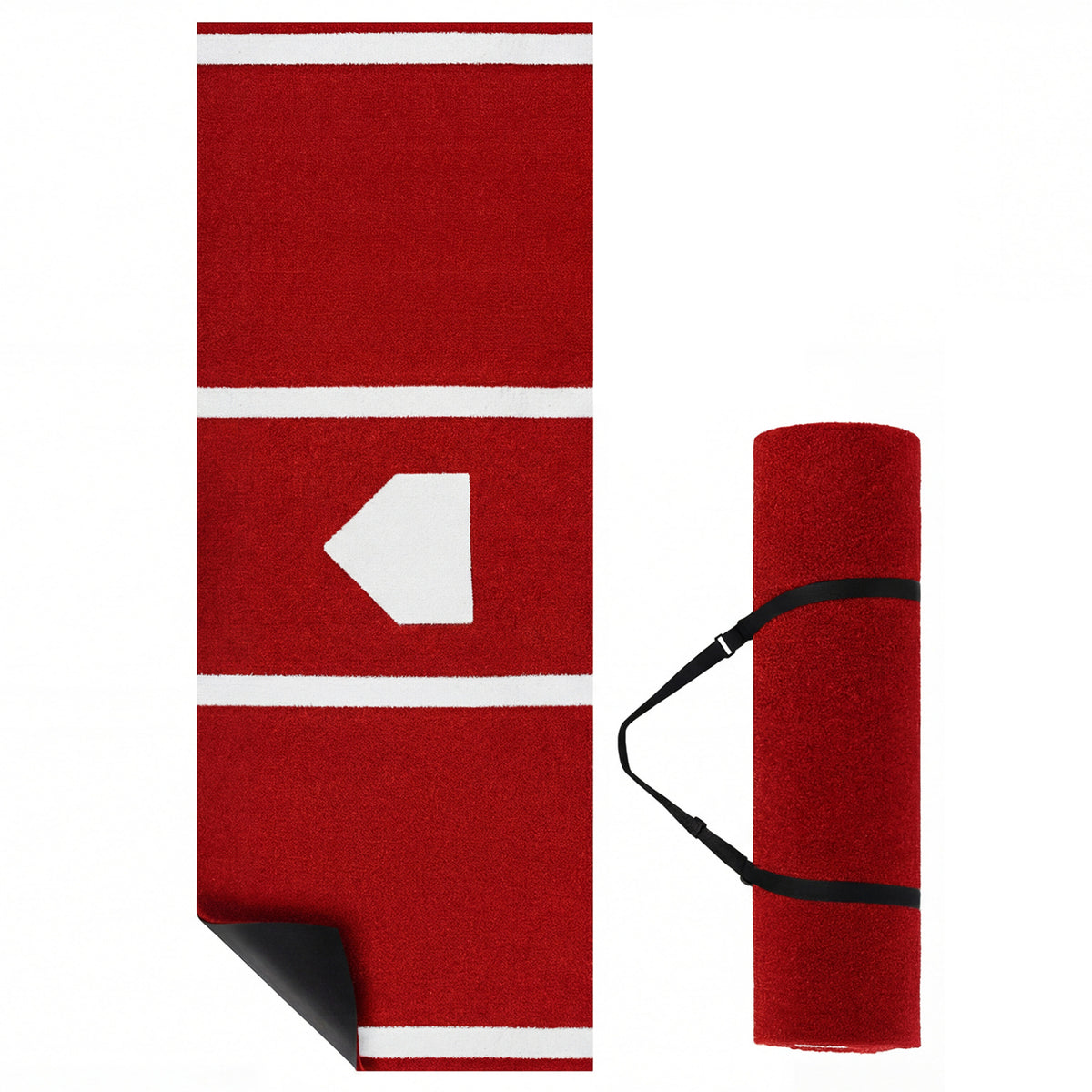 Red Softball Pitching Mat 10x3 Feet - Training Aid with Pitching Plate & Non-Slip Backing