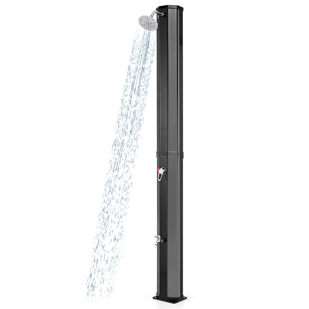 Solar Heated Outdoor Shower 7.5 Ft 15.9 Gallon - Black