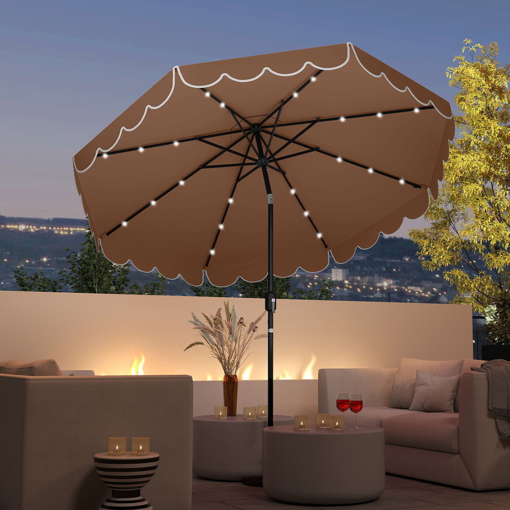 9.3 Feet Solar Patio Umbrella with 24 LED Lights Vented Top and