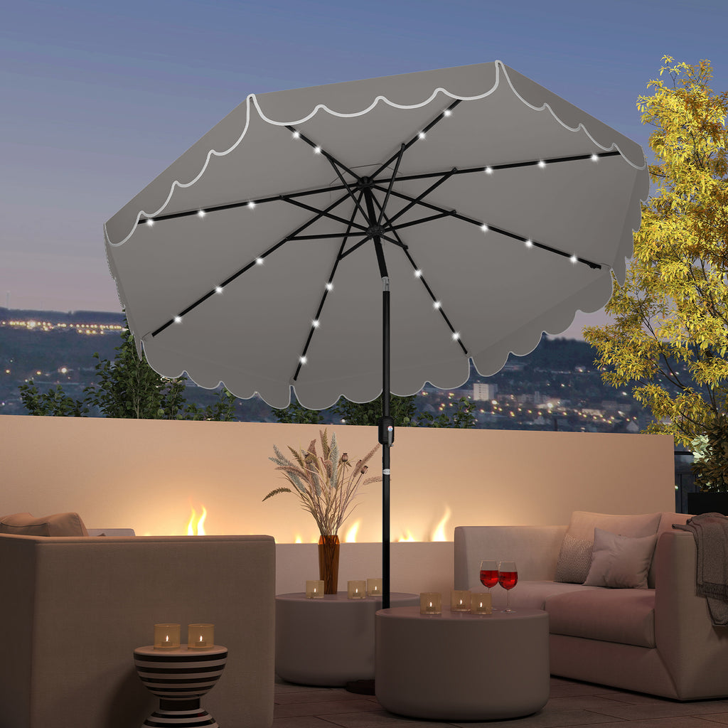 9.3 Feet Solar Patio Umbrella with 24 LED Lights Vented Top and