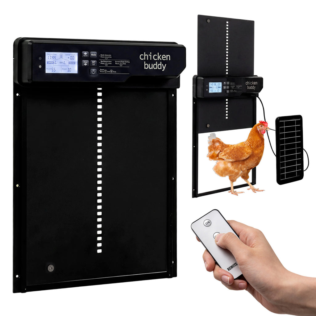 Solar Powered Automatic Chicken Coop Door - Anti-Pinch, Light & Time Modes, USB & Solar Charging
