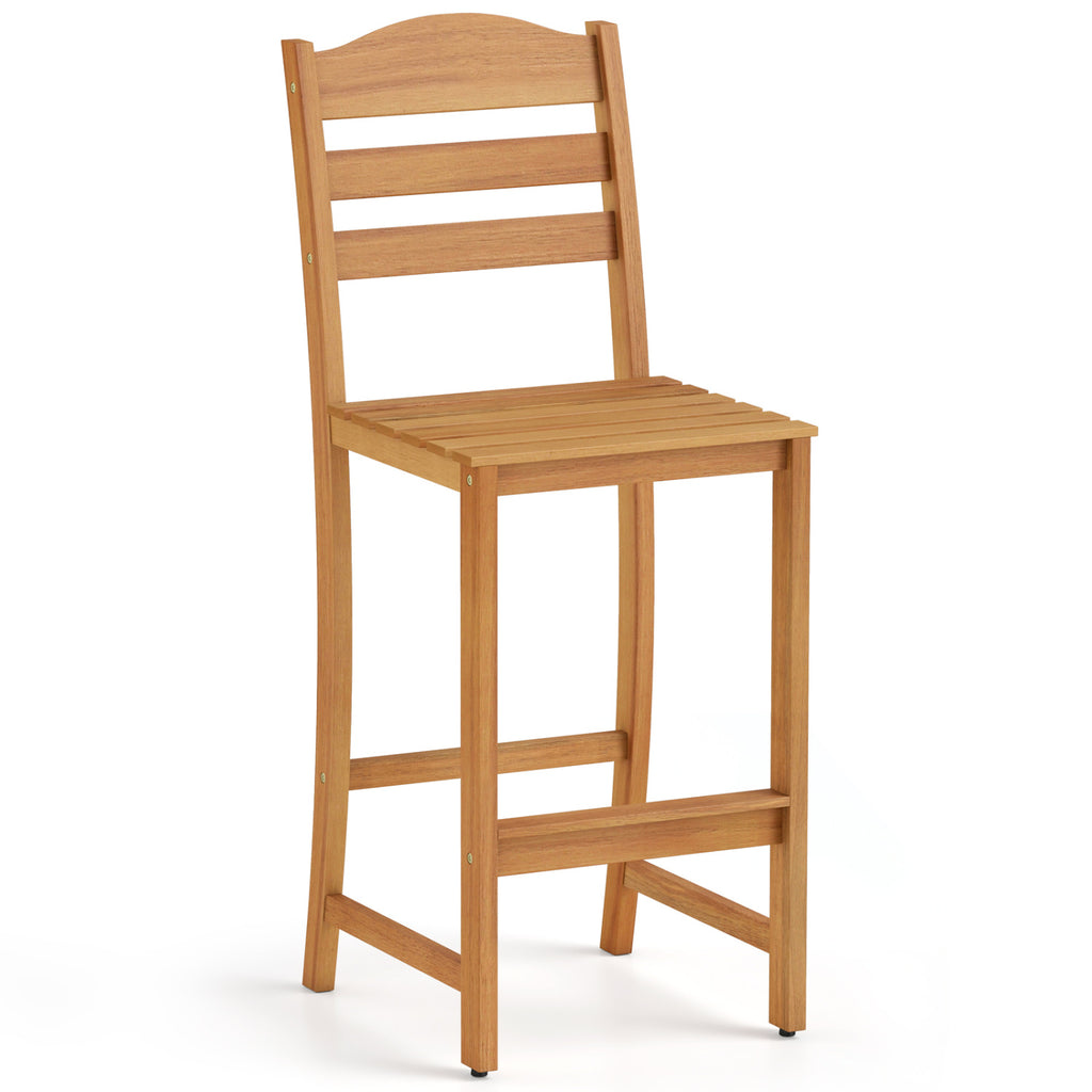30 Inch Teak Wood Bar Stool with Rattan Backrest and Seat