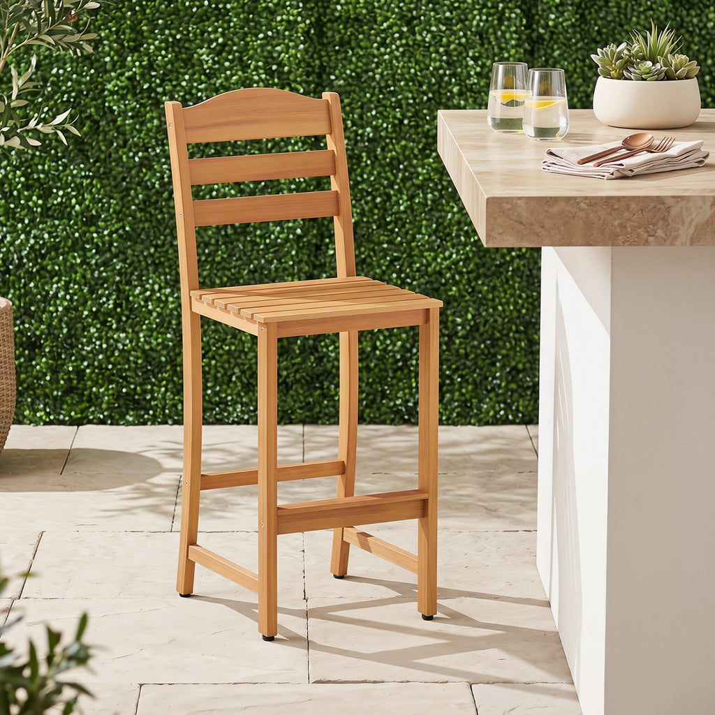 Solid Acacia Wood Bar Stools Heavy-duty Outdoor Barstools with 400
