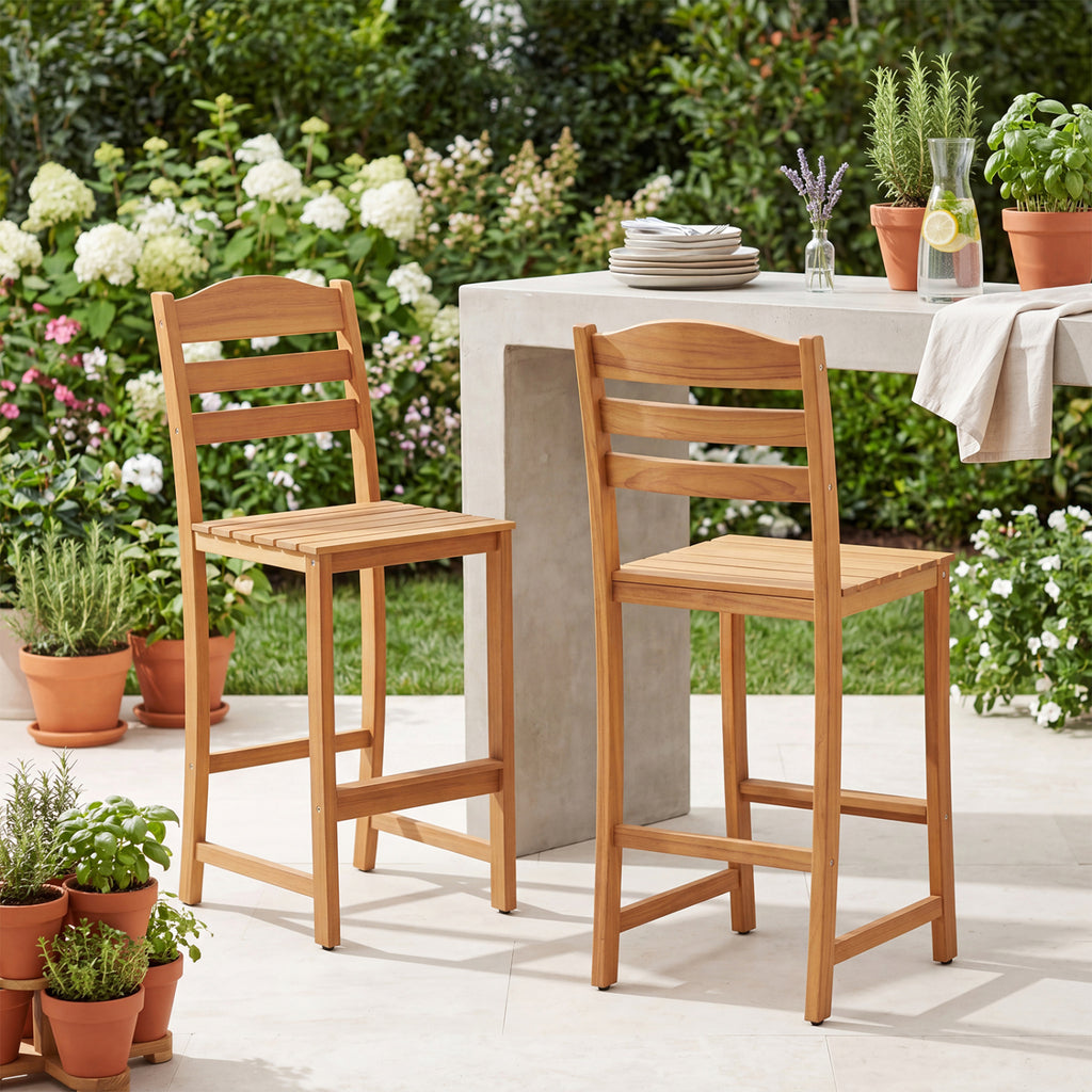 Solid Acacia Wood Bar Stools Heavy-duty Outdoor Barstools with 400