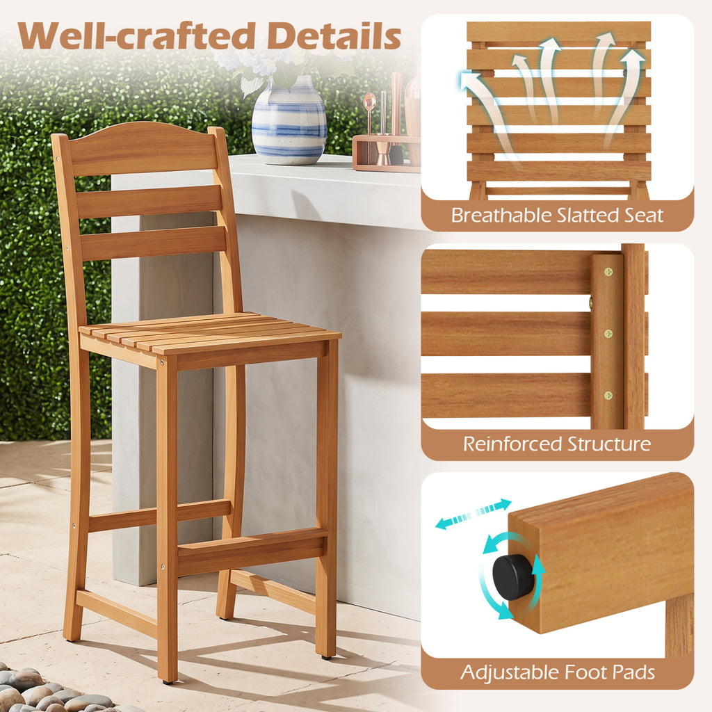 Solid Acacia Wood Bar Stools Heavy-duty Outdoor Barstools with 400