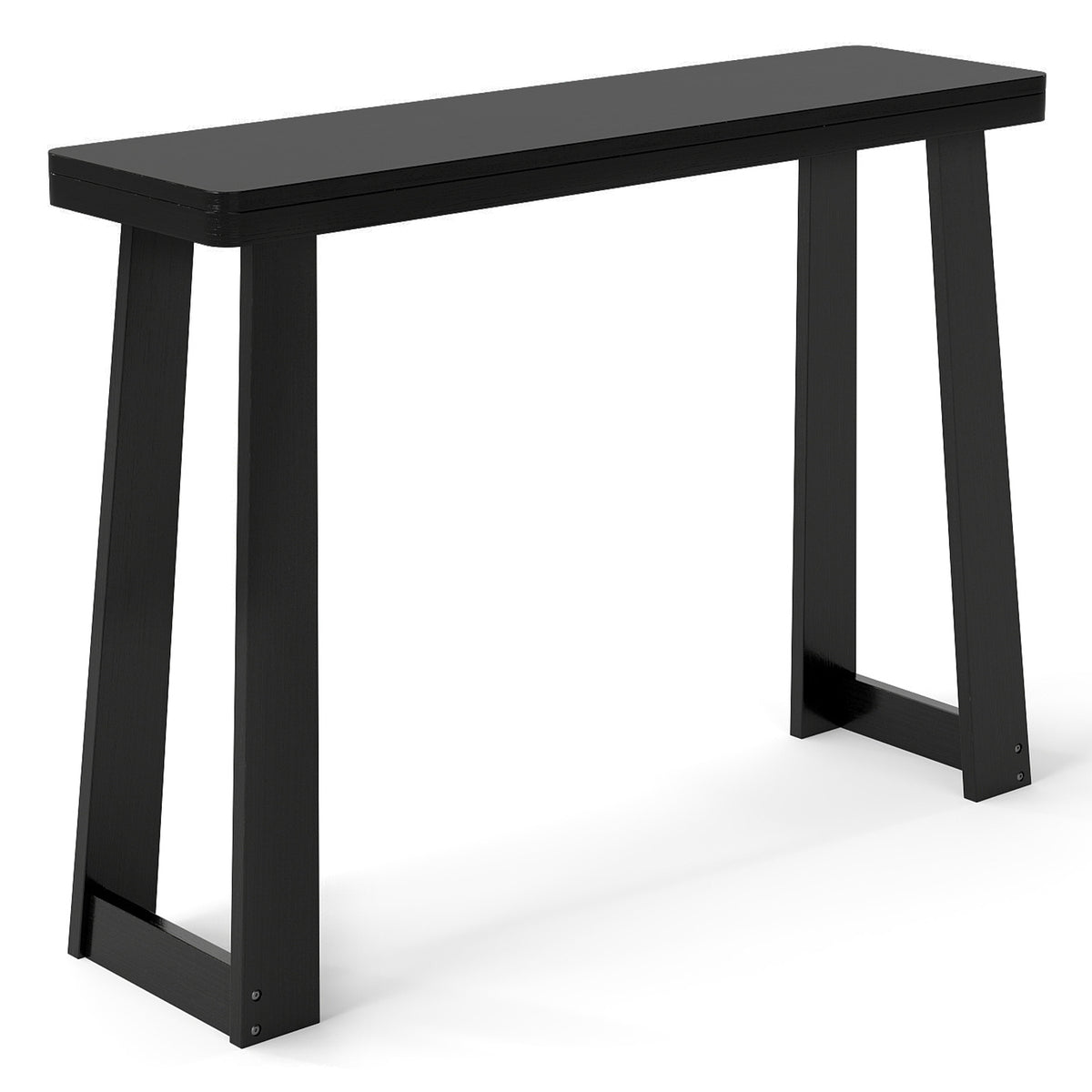 43" Console Table Narrow Entryway Black - Solid Rubber Wood