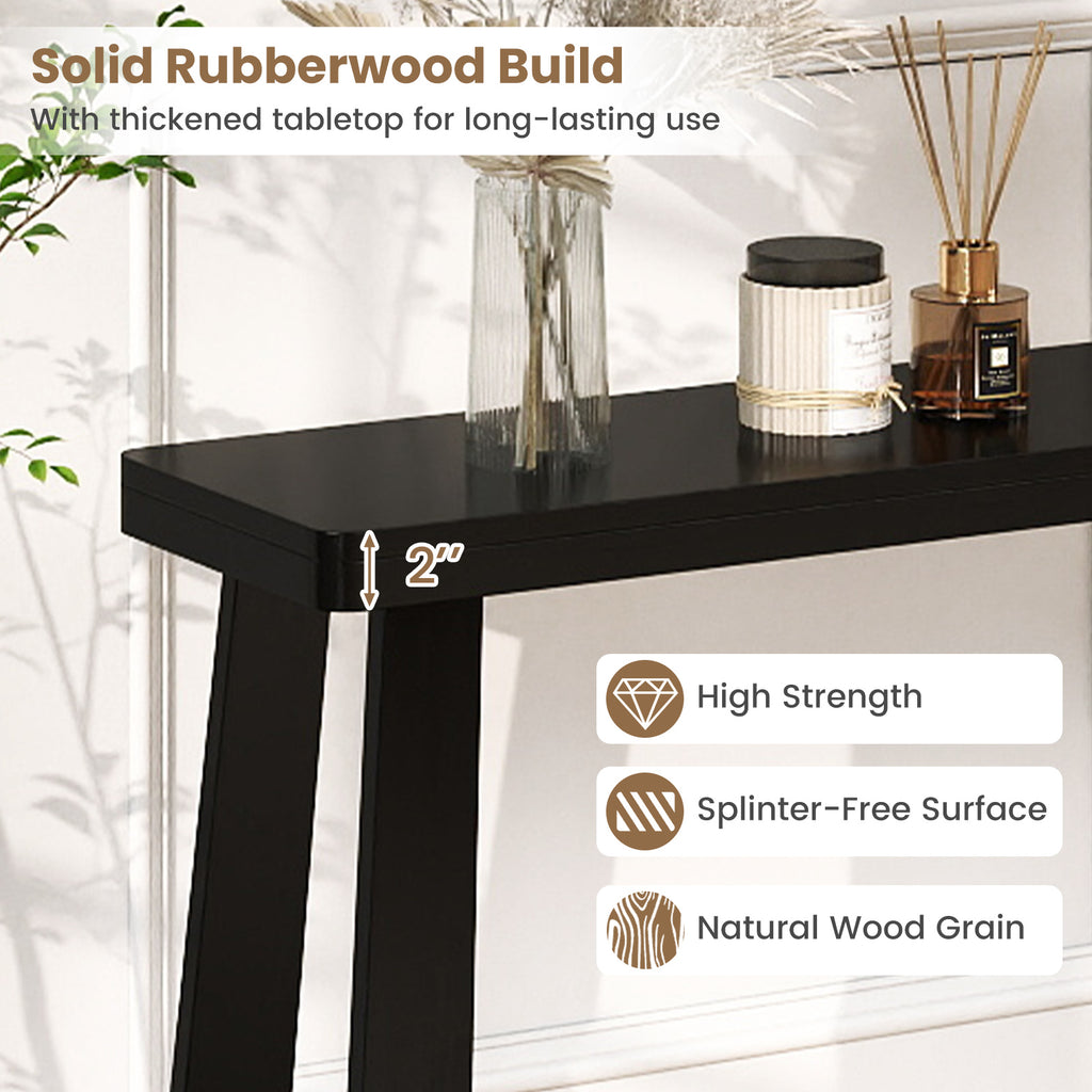 43" Console Table Narrow Entryway Black - Solid Rubber Wood