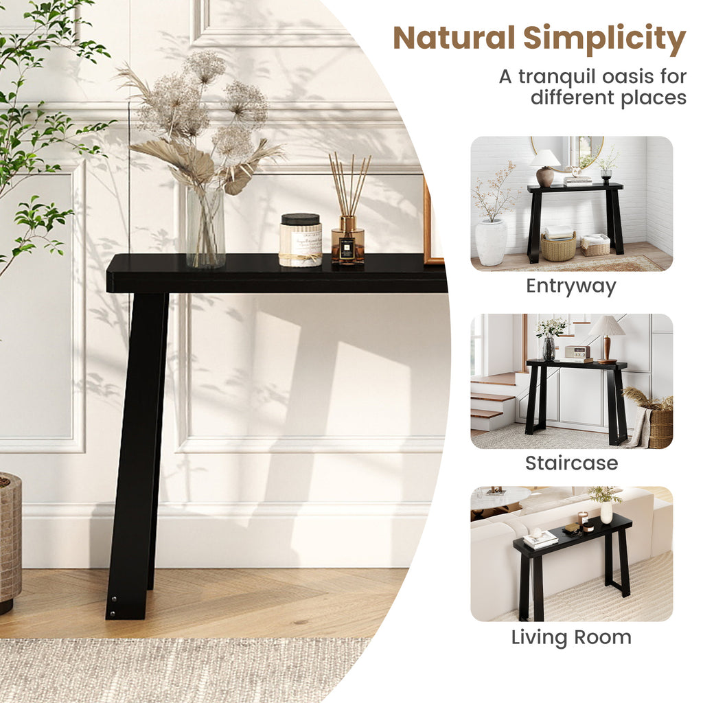 Solid Rubber Wood Console Table 43inch Narrow Entryway with Thick