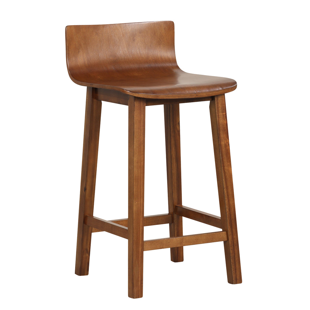 Wood Bar Stools Set of 2, 24 Inch - Brown