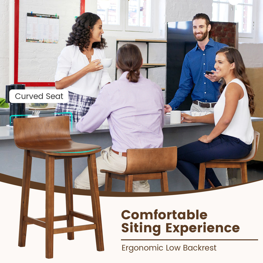 Wood Bar Stools Set of 2, 24 Inch - Brown