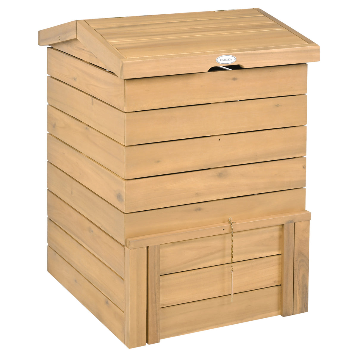Solid Wood Compost Bin with Lockable Sliding Door and Flip-top