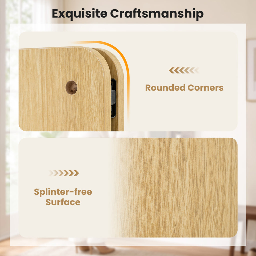 Full Length Mirror with Pegboard Shelves Hooks - Solid Wood Entryway Decor - Natural Variation
