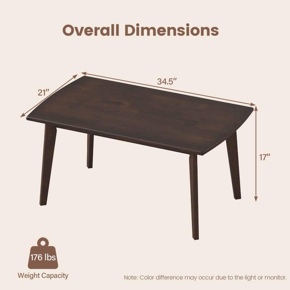 Walnut Rectangular Coffee Table - Mid-Century Modern Design