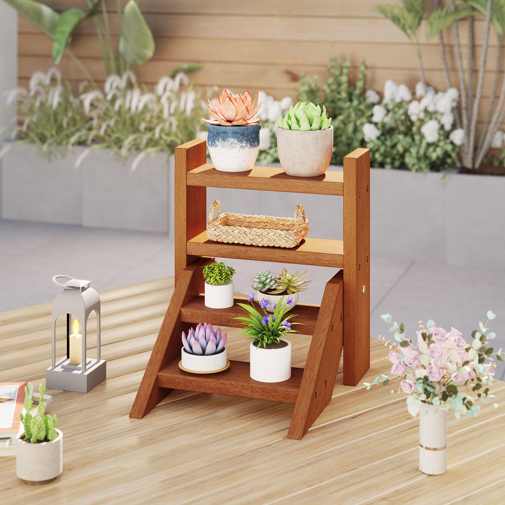 Solid Wood 4-Tier Plant Stand for Flowerpots