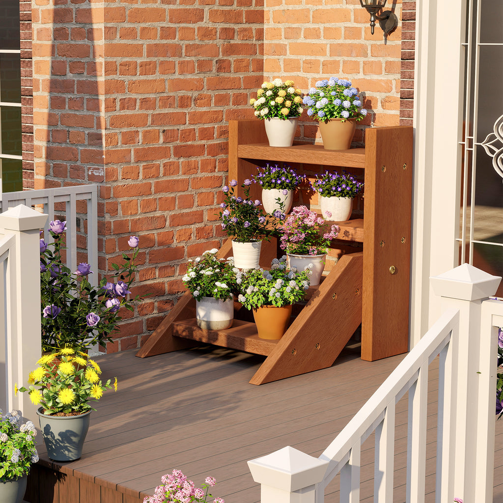 Solid Wood 4-Tier Plant Stand for Flowerpots