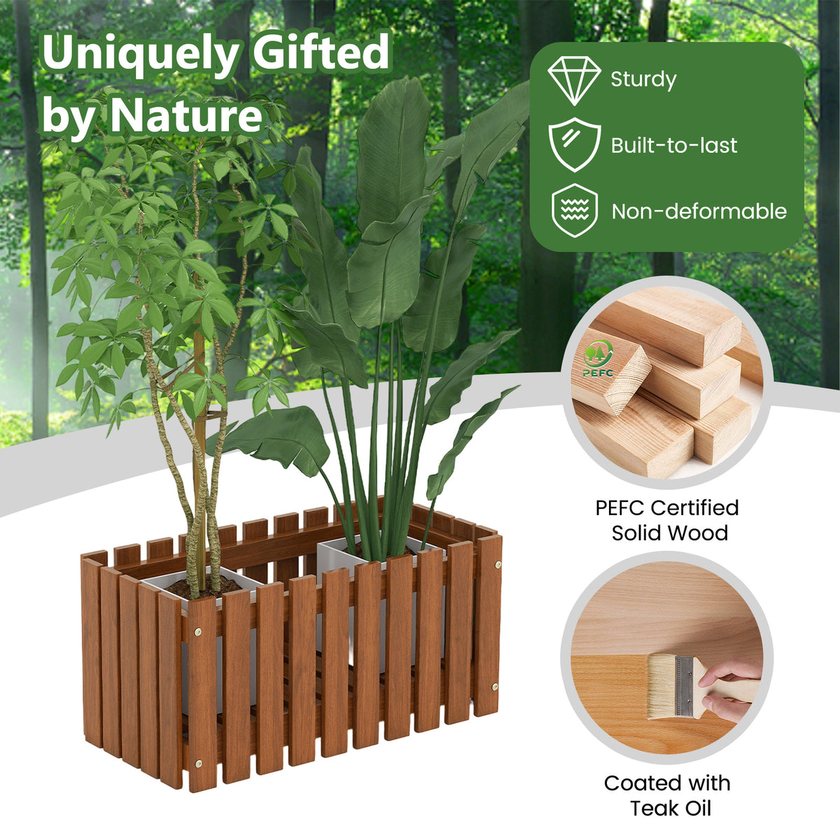 Solid Wood Raised Garden Bed for Flowers & Vegetables