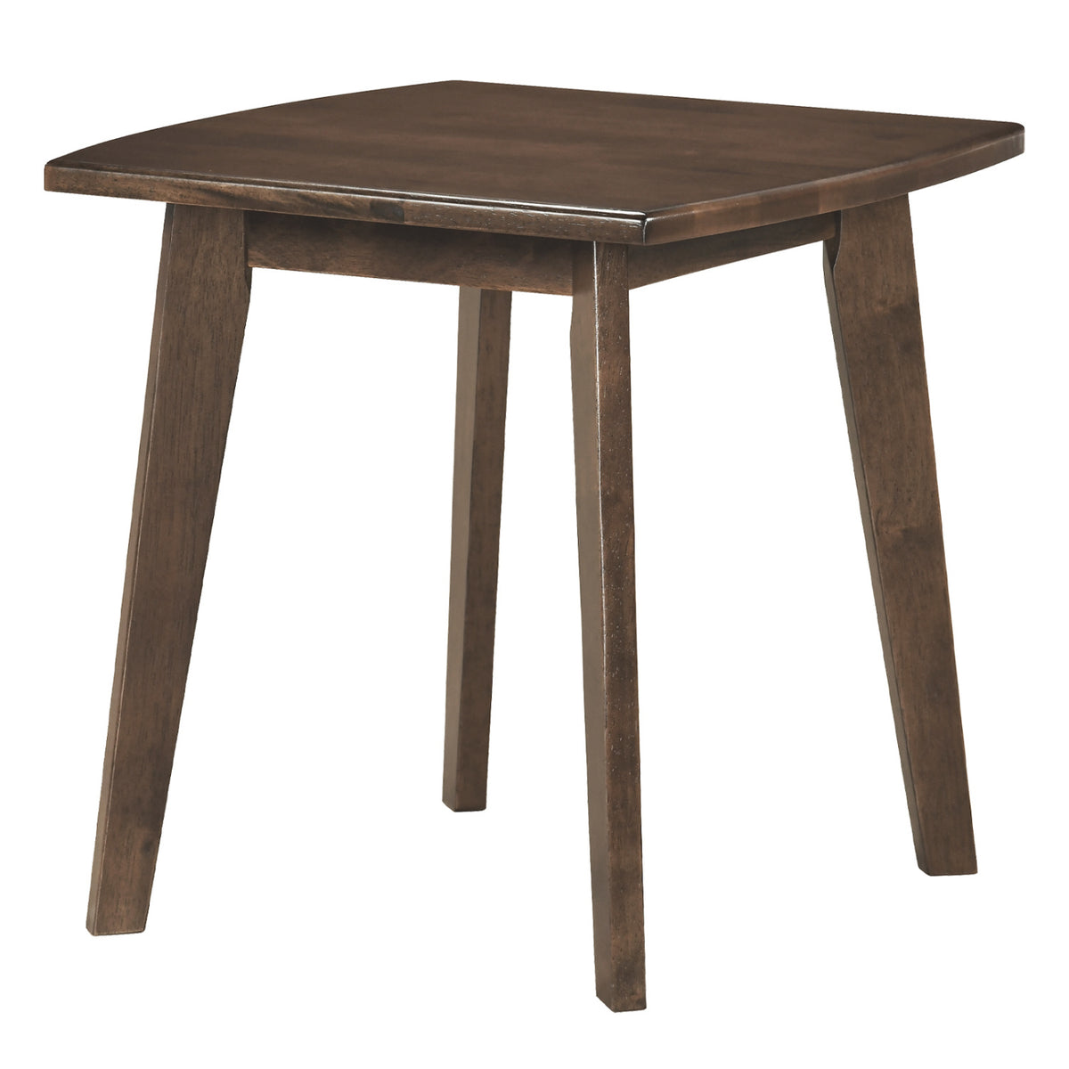Walnut Solid Wood Side Table - Square End Table with Curved Edge