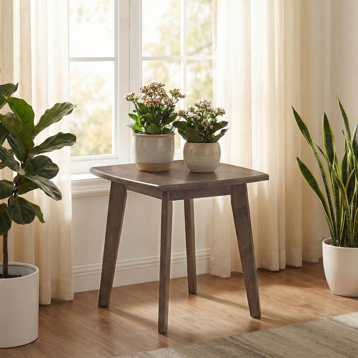 Solid Wood Side Table Square End Table Walnut
