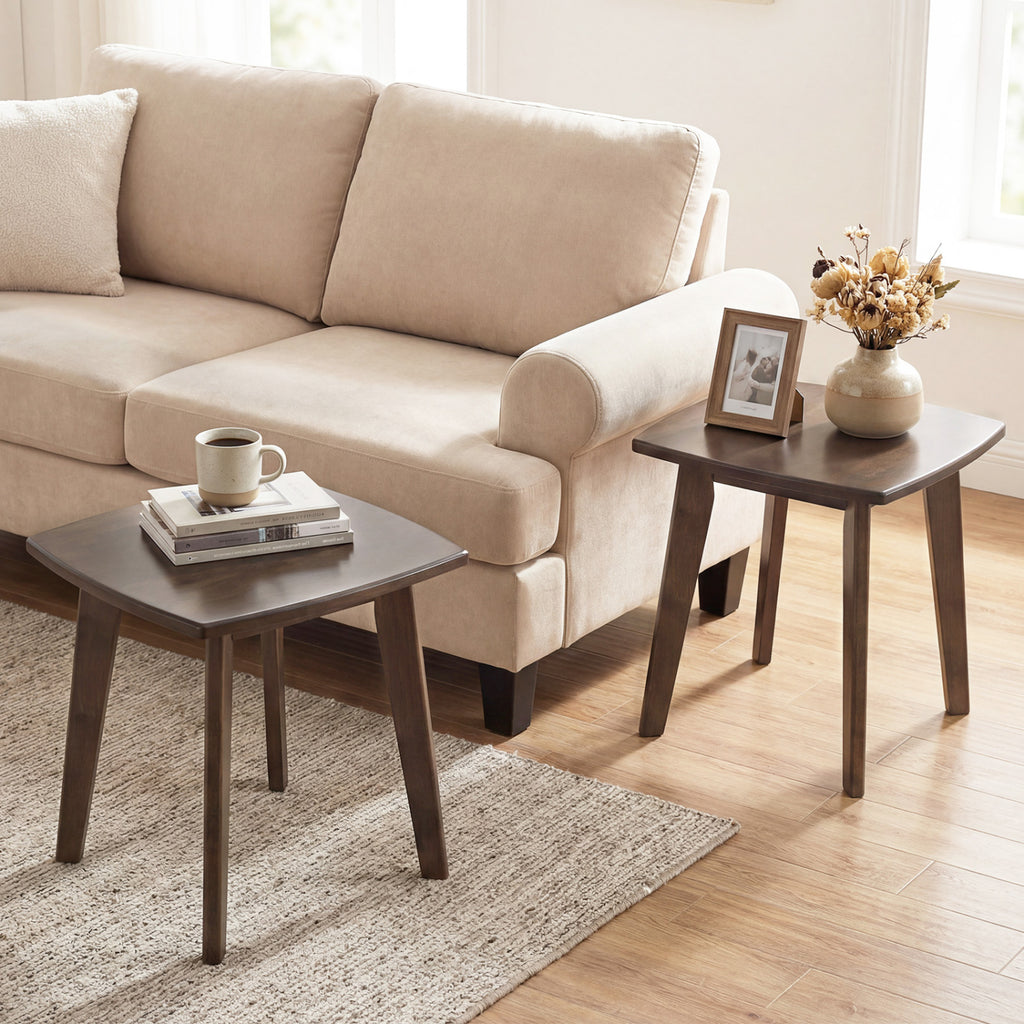 Solid Wood Side Table Square End Table Walnut