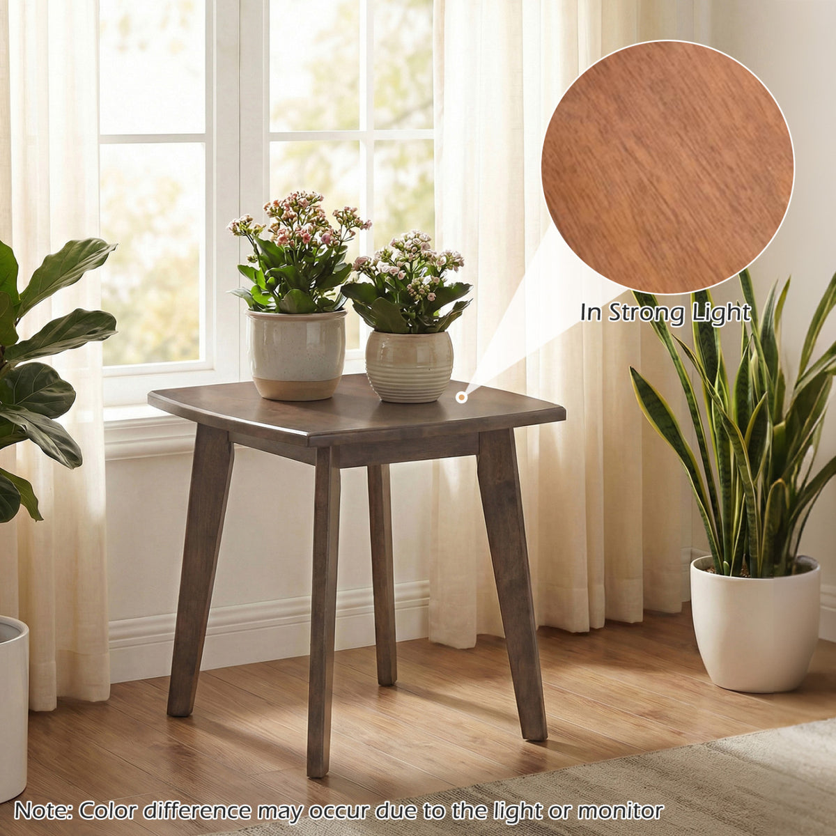 Solid Wood Side Table Square End Table Walnut