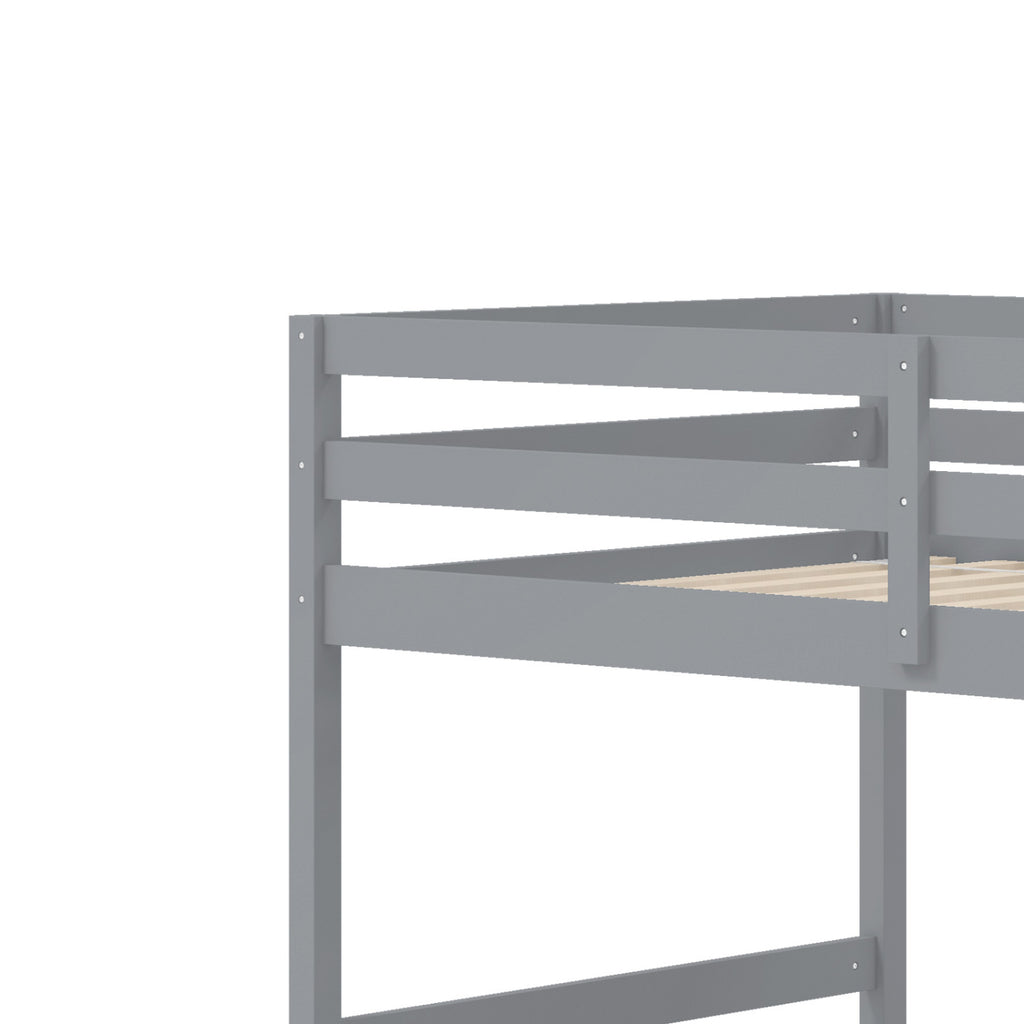Twin Over Full Bunk Bed with Storage Stairs - Gray
