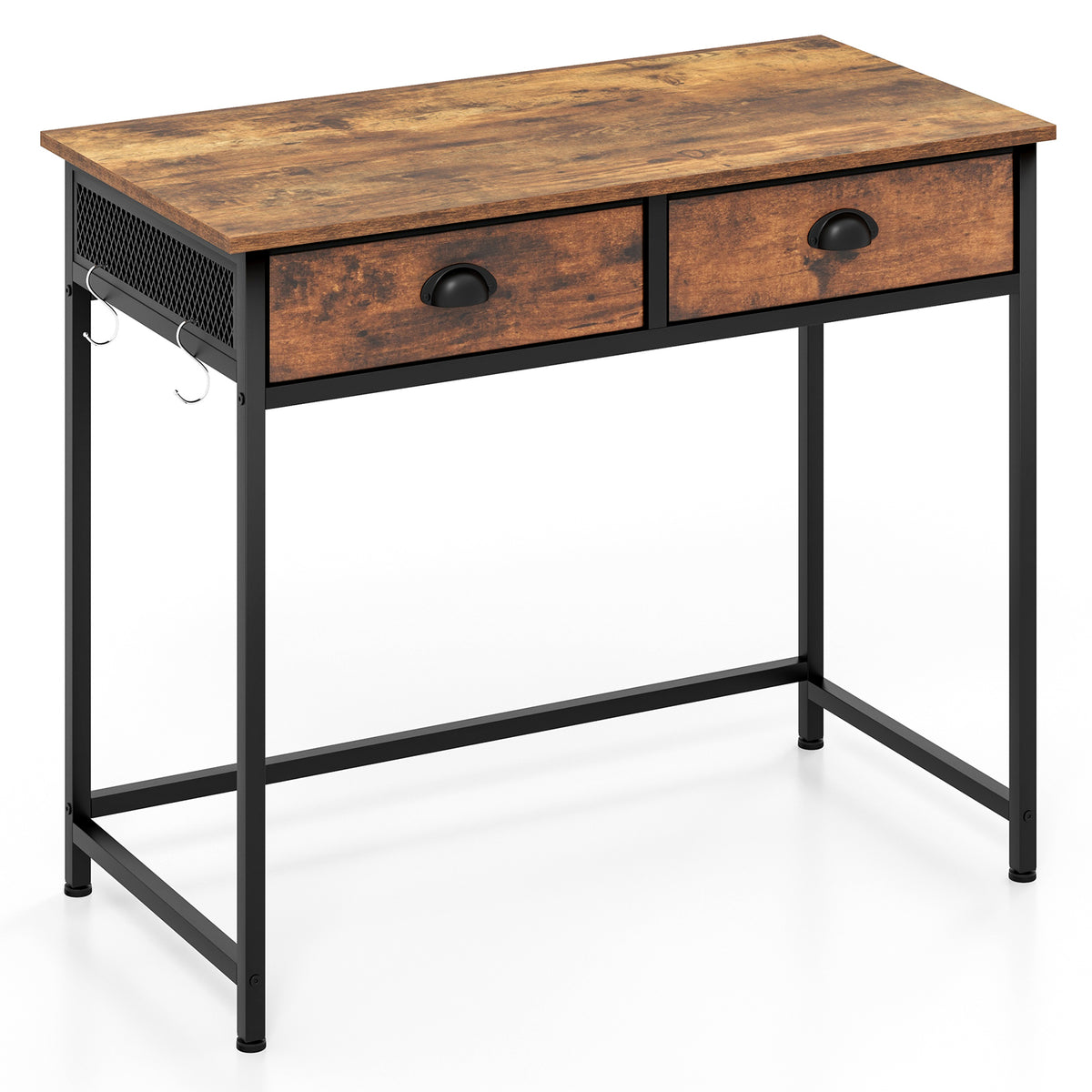 36" Computer Desk with Storage Drawers & Hooks - White