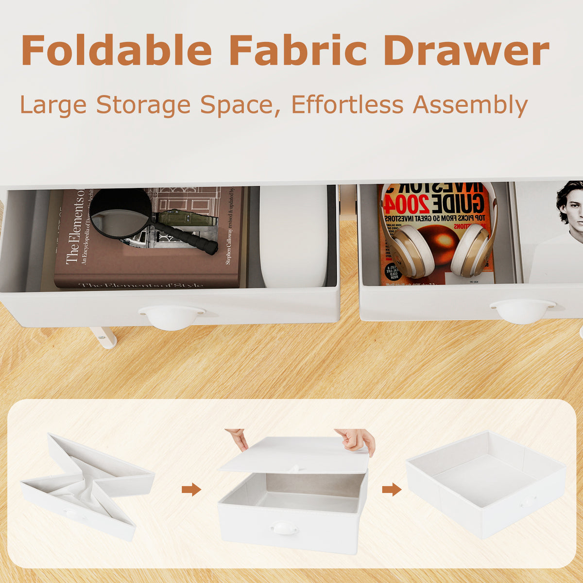 36" Computer Desk with Storage Drawers & Hooks - White