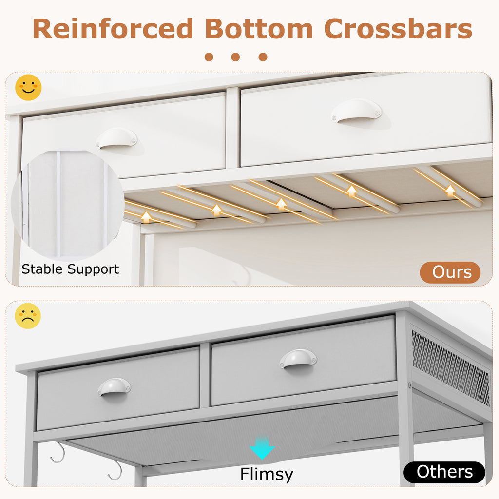 36" Computer Desk with Storage Drawers & Hooks - White