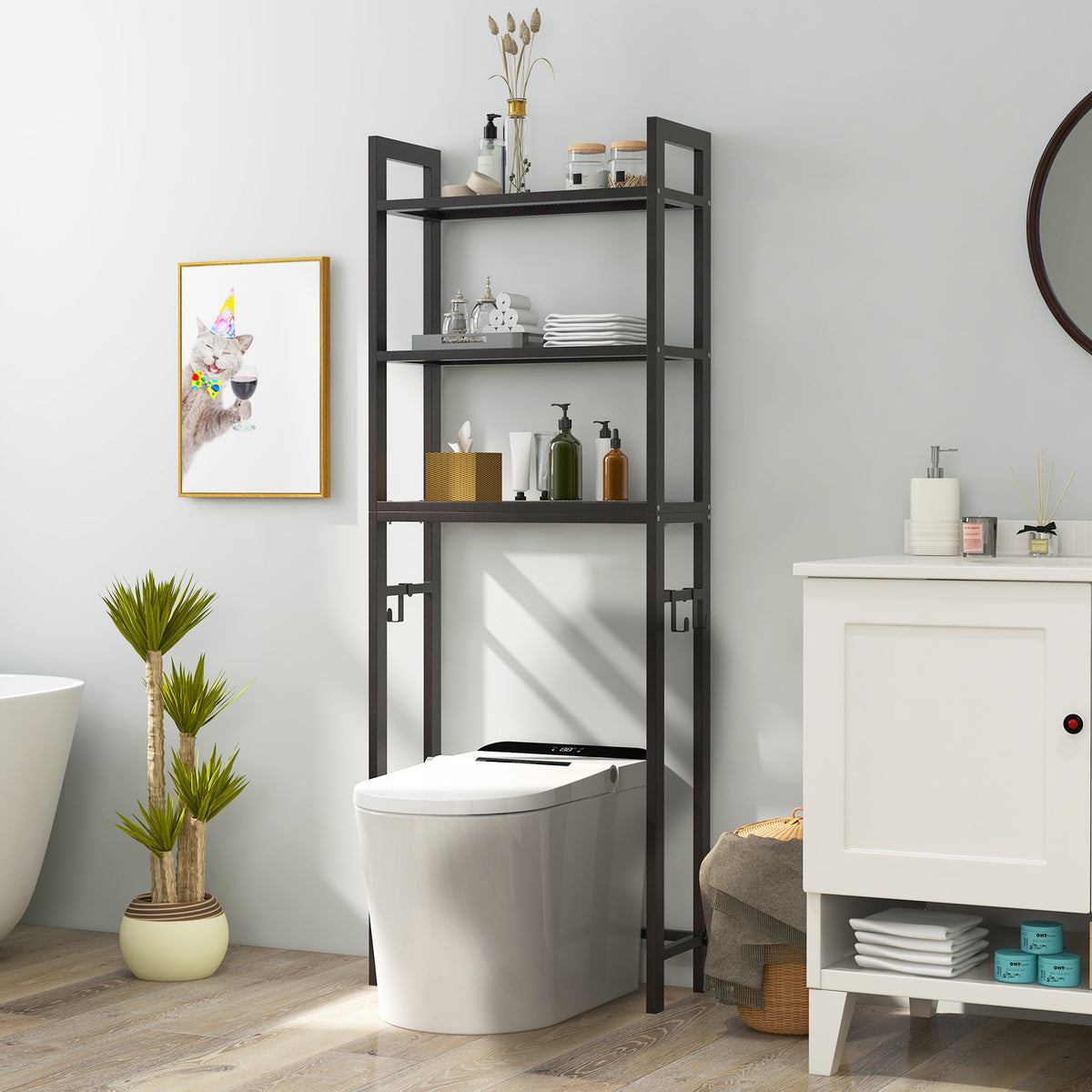 Over-The-Toilet Storage Shelf Space Saving Metal Bathroom Organizer